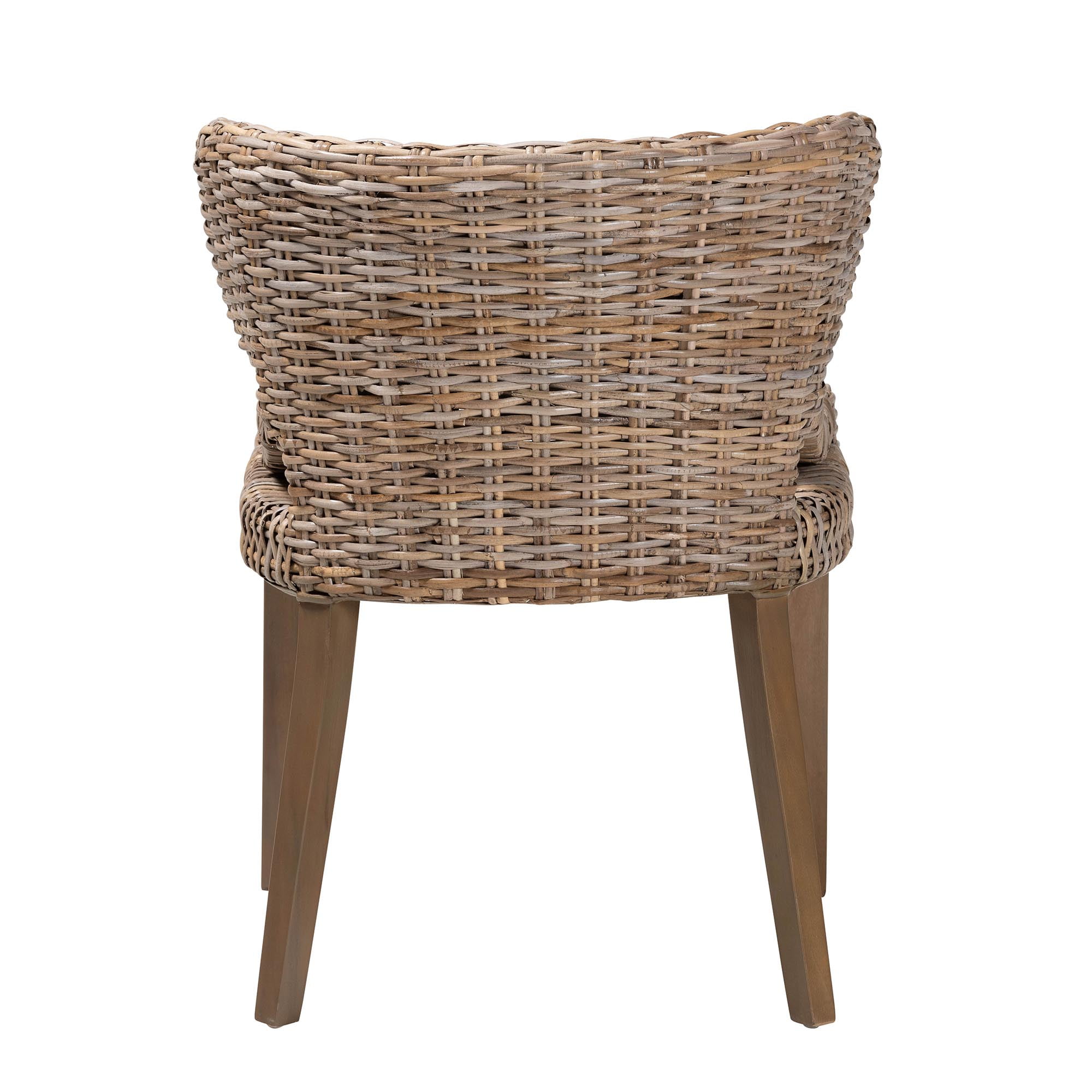 bali & pari Niesha Boho Dining Chair, Handwoven Natural Kubu Rattan, Grey