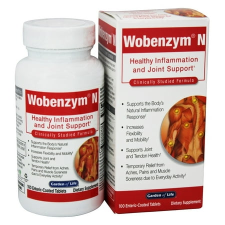 Garden of Life - Wobenzym N Healthy Inflammation and Joint Support - 100 Enteric-Coated Tablets Formerly distributed by (Best Treatment For Inflammation)