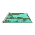 thumbnail image 2 of Ahgly Company Machine Washable Indoor Rectangle Abstract Turquoise Blue Modern Area Rugs, 7' x 10', 2 of 4