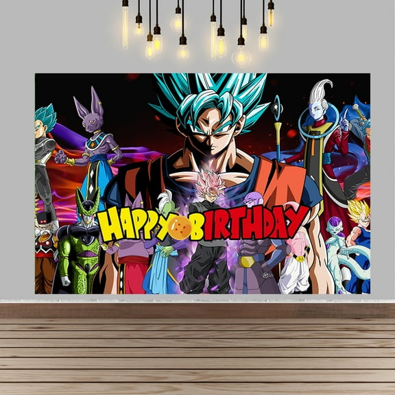 Happy Birthday Dragon Anime Ball Theme Backdrops Banner Birthday Party Decor Supplies,5.9x3.6ft
