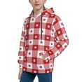 thumbnail image 2 of Kdxio Red Plaid Daisy Pattern Boys Athletic Unisex Boys Girls Hoodie with Pocket Sweatshirts-Medium, 2 of 6