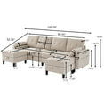 thumbnail image 3 of Pingliang Home Canapé Sectionnel Modulaire Convertible 101 Pouces avec Ottoman de Rangement Double et Poches Latérales, Canapé 4 Places en Forme de U avec 2 Oreillers pour Salon Bureau Appartement, 3 of 6