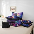 thumbnail image 5 of 7pcs Cartoon Deer Bedding King Watercolor Animal Comforter Set , Psychedelic Galaxy Stars Bedding Comforter Sets Rainbow Graffiti Bed in a Bag, Trippy Nebula Cosmos Bedding Accessories, 5 of 6