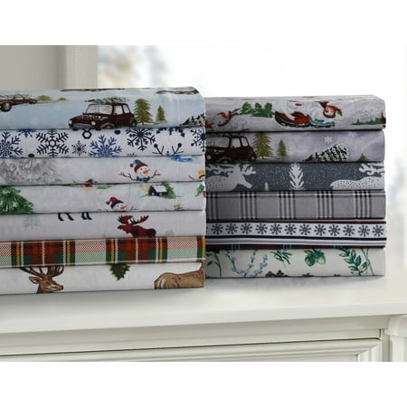 Snowman 170-GSM Cotton Flannel Printed Oversized Duvet (Best Comforter Material For Winter)