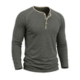 thumbnail image 5 of GEWSEY Men's Henry Long Sleeved T-Shirt Cotton Casual Button Lightweight Pullover Shirt Soft Stretch Tees Tops (Dark Gray, XXL), 5 of 6