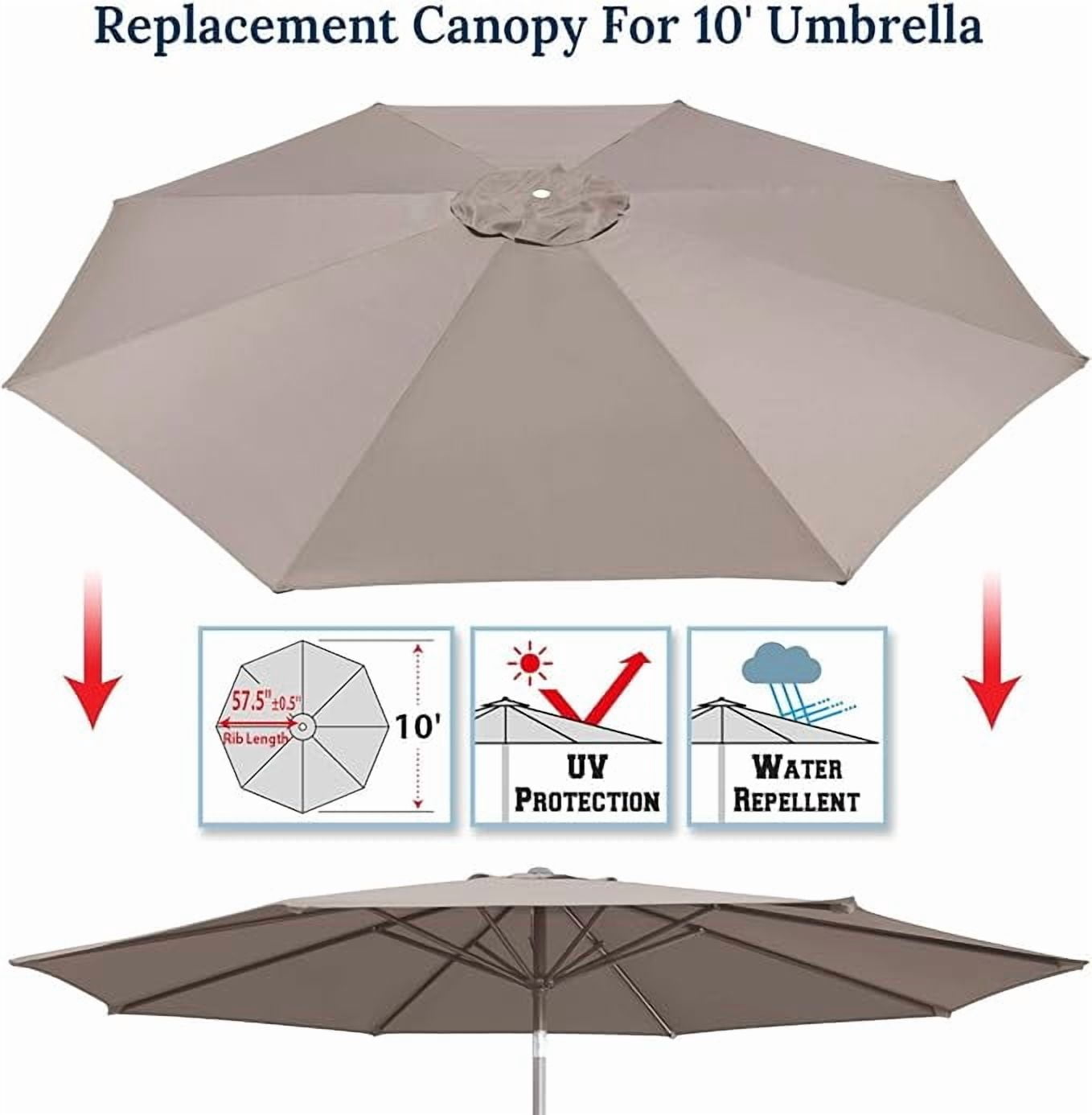ALUVIERA 10' Umbrella Canopy Top Cover Patio Replacement Top Cover 8 Ribs Outdoor Sunshade