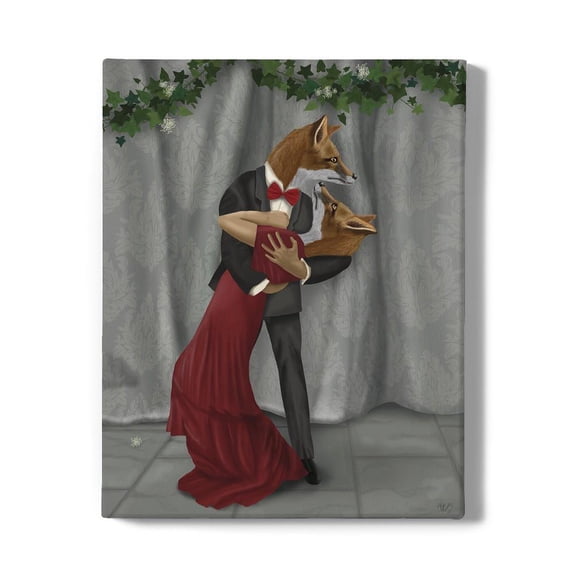 Foxes Romantic Dancers Wrapped Canvas  -Fab Funky Designs,