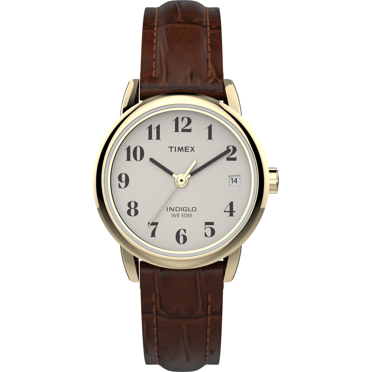 Timex Women's Easy Reader Date Brown/Gold 25mm Casual Watch, Leather Strap