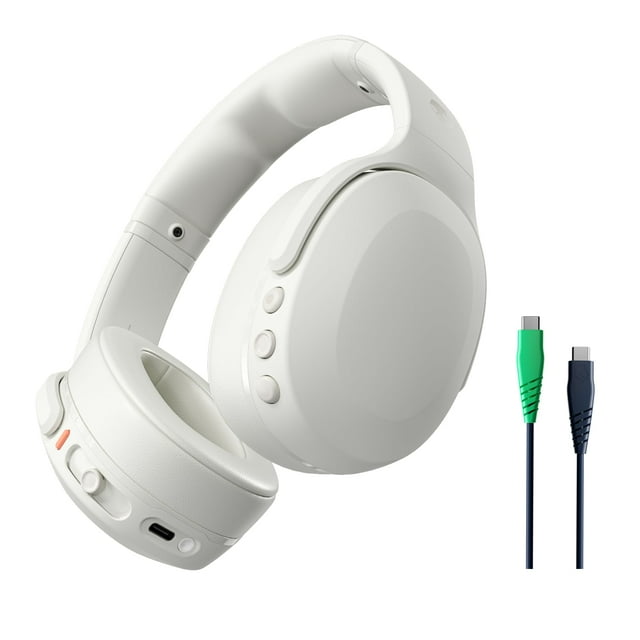 Skullcandy Crusher Evo Auriculares inalámbricos supraaurales con graves sensoriales con cable de carga, batería de 40 horas, micrófono, funciona con dispositivos iPhone Android y Bluetooth - Hueso