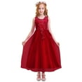 thumbnail image 3 of IBTOM CASTLE Little Big Girls Flower Tulle Dress Princess Pageant Wedding Birthday Party Formal Long Dance Evening Maxi Gown 5-6 Years Red, 3 of 8