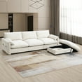 thumbnail image 4 of Harper & Bright Designs L-Shaped Chenille Sectional Sofa with Storage Ottoman & Pockets, USB Charger, 3-Seat Deep Couch Set with Adjustable Phone Holder & Wide Seat for Living Room/Apartment, Beige, 4 of 21