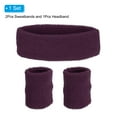 thumbnail image 3 of Uxcell 2 Sport Wristbands & 1 Headband Set Cotton Absorbent Athletic Sweatband Dark Purple, 3 of 6