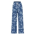 thumbnail image 6 of Women's Baggy Pants Casual Fashion Printed Y17k Drawstring Elastic Waisted Straight Wide Leg Loose Lounge Pant (L, Navy K), 6 of 6