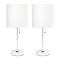 thumbnail image 1 of LimeLights White Stick Lamp with Charging Outlet and Fabric Shade 2 Pack Set, 1 of 9