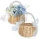 thumbnail image 1 of wonima44 Flower Girl Basket Set of 2, Handwoven Small Flower Basket with Pearl Handle, Ribbon Bow & Plastic Liner for Flower Girl, Wicker Rattan Rustic Wedding Baskets for Home Wedding Decorations, 1 of 1