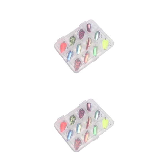 Yuarrent Cuchara Spinners Señuelo de pesca Spinnerbait Lentejuelas Ganchos individuales Océanos Barco Cebo artificial con caja Pescado Agua B 2Conjunto