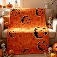 thumbnail image 4 of BiFandian Halloween Pumpkin Print Fleece Throw Blanket, Ultra-Soft Flannel Lightweight Pumpkin Couch Blanket, Halloween Decorative Soft Plush Throw for Halloween Party Sofa Bed Home Decor, 4 of 6