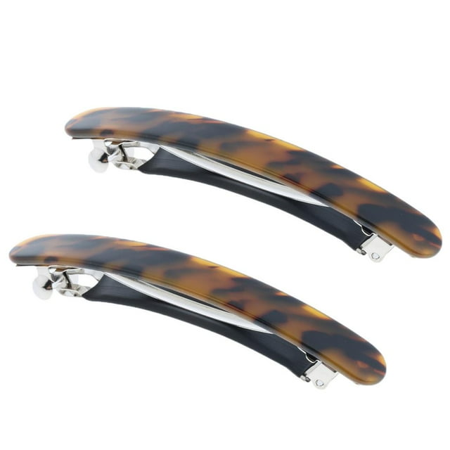Pasadores de pelo de acrílico Hugo para mujeres de moda 10cm Leoparden Braun 2 piezas