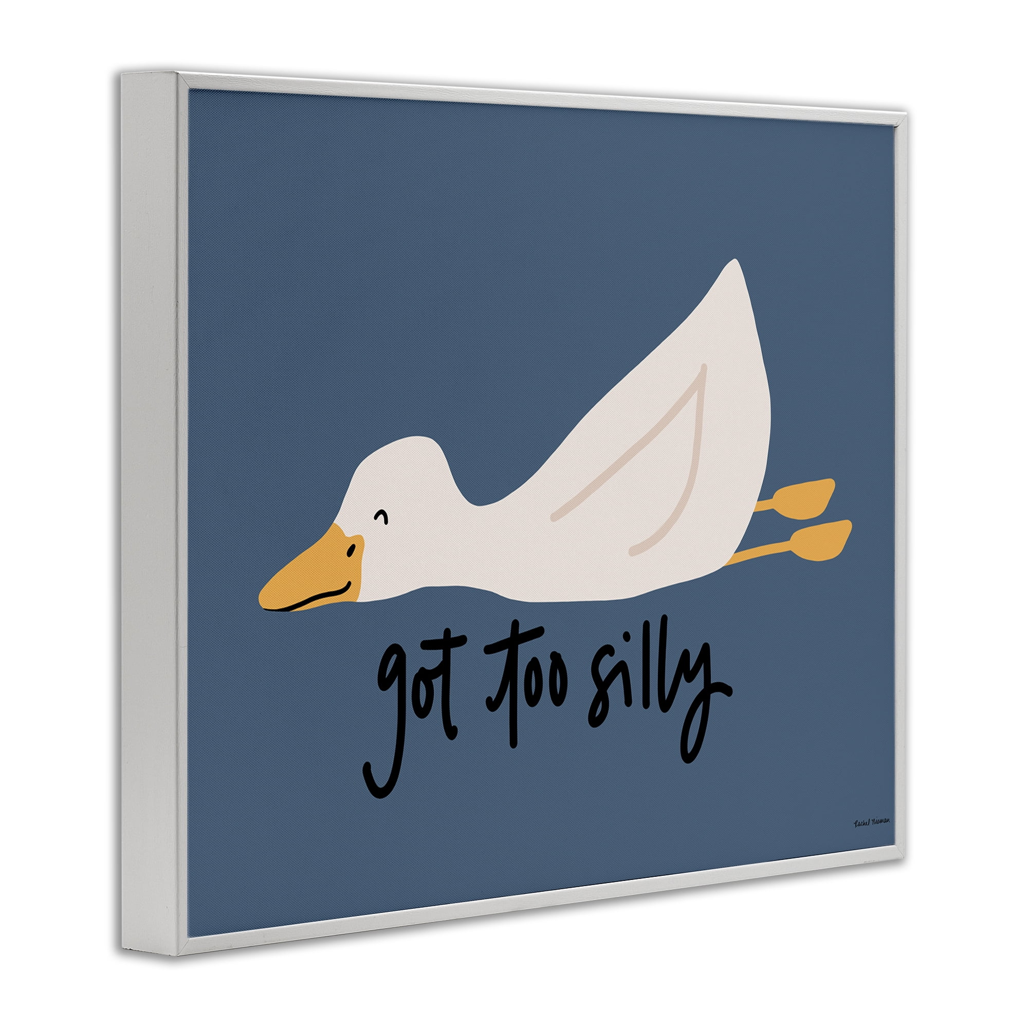 Stupell Industries Got Too Silly Duck White Framed Giclee Art, design by Rachel Nieman