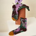 thumbnail image 3 of Retro three-dimensional relief socks thin women's mid length tube socks, 3 of 8