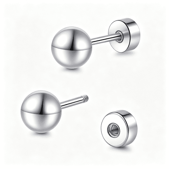 DESIGNICE Hypoallergenic Titanium Screw Back Flat Back Stud Earrings 3Mm-5Mm Simple Classic Stud Earrings for Women Men Sensitive Ears