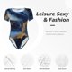 thumbnail image 4 of Fotbe Navy Blue Marble Body de Mujer con Cuello Redondo y Mangas Cortas, Sin Mangas Ajustado, Suave, Cómodo y Básico-XX-Large, 4 of 7