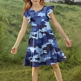 thumbnail image 5 of ATOGUTA Dress for Girls Summer Ruffle Sleeve A Line Casual Party Dresses for Kids Size 5T-14, Blue, 5 of 6
