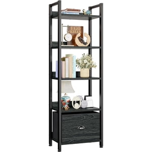 Concetta 5-Tier Bookshelf With Drawer, Rustic Brown