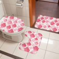thumbnail image 5 of Pink Moroccan Bathroom Rugs Set Abstract Gradient Gold Pink Geometric Non Slip Absorbent Soft Bath Mats 3 Piece Set with Bathroom Rug, U-Shaped Floor Mat, Toilet Seat Cover Large Size, 5 of 9