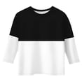 thumbnail image 3 of T-shirt Décontracté à Manches 3/4 Col Rond Polyvalent Mode Couleur Unie pour Filles avec Arc-en-Ciel Tout-Petit, 3 of 3