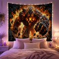 thumbnail image 2 of Volcanic Lava Monster Bursting Through Fire, Dramatic Fantasy Illustration, Halloween Gift for Monster Fans, Creature Wall Art, Tapestry Wall Hanging for Gaming Room and Dorm, 2 of 7