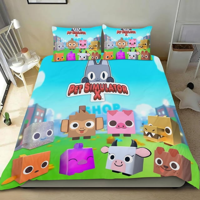 Simulador de Mascotas Conjunto de sábanas temático, trío de piezas, cómodo y amigable con la piel, diseño único, regalo de decoración para el hogar para familiares, amigos y fans,173cm *218cm