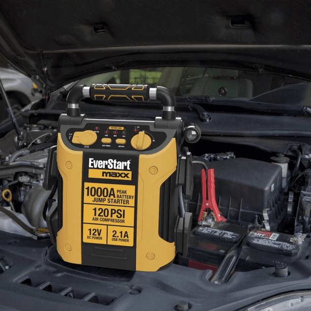 EverStart Maxx 1000 Peak Amp Jump Starter with Compressor, Pivoting LED Light, DC and USB Port