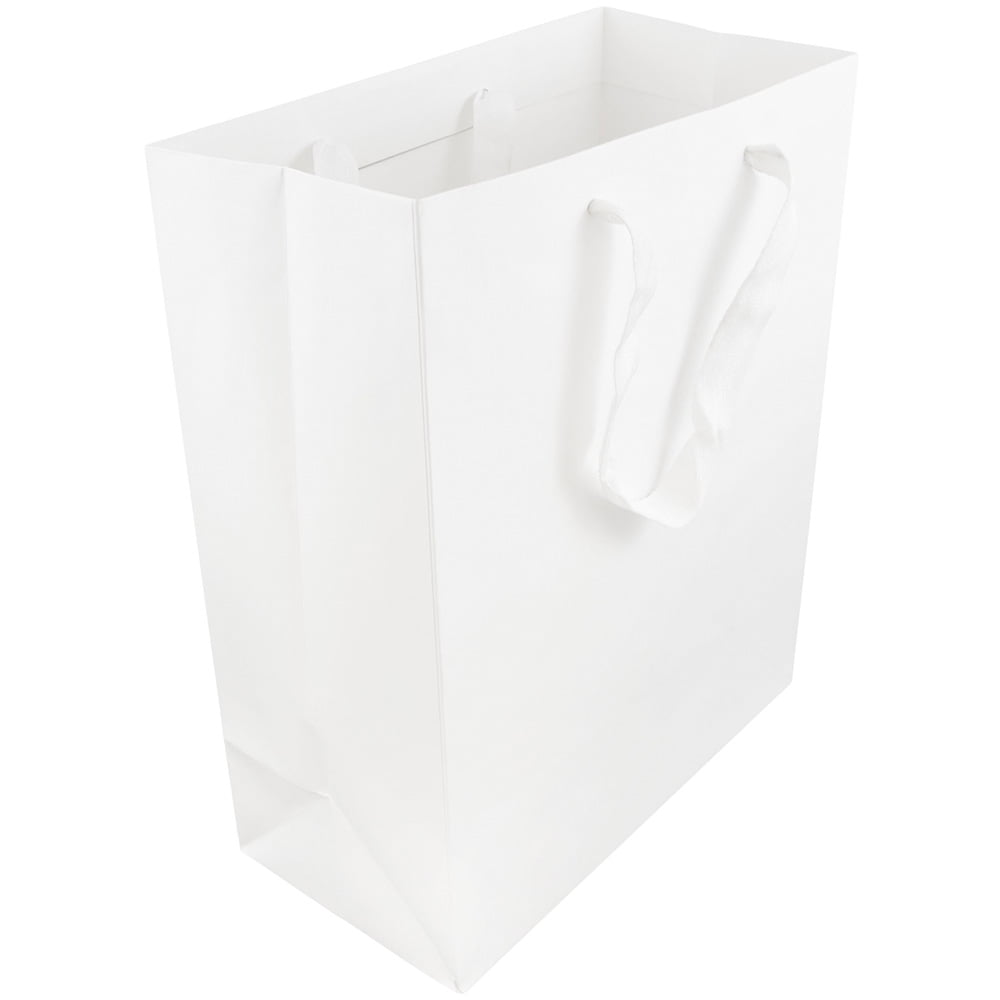 JAM Paper Matte Gift Bags, 10 x 13 x 5, White Kraft, 3/Pack, Large