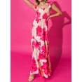 thumbnail image 5 of Yunliwuli Women's Long Slim Dress Flying Sleeve Open Back Low Cut Flower Print Beach Dresses, 5 of 9