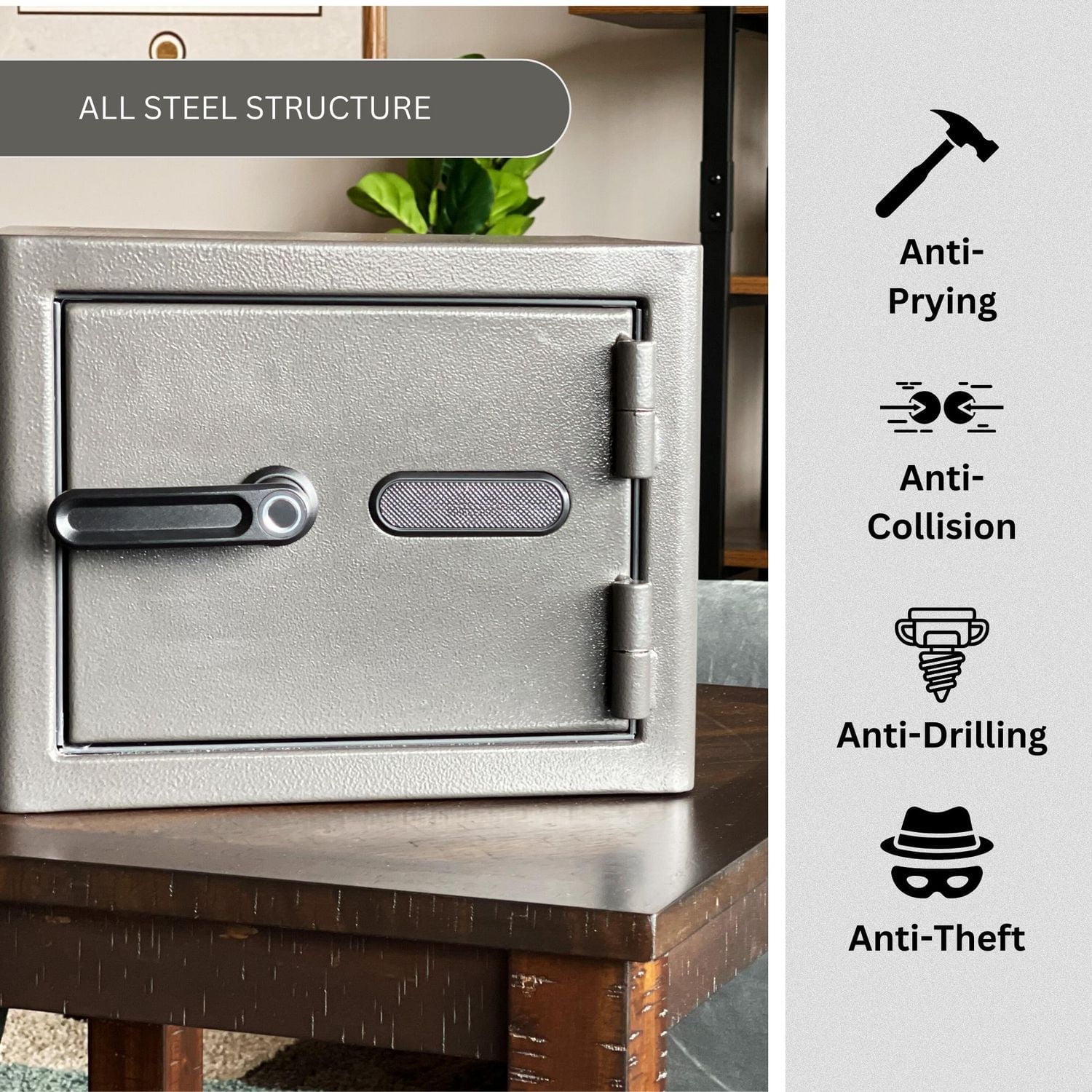 Diamond Series 11.5" Tall Home & Office Safe With Biometric Lock & Triple Seal Protection [.75 CU. FT.]