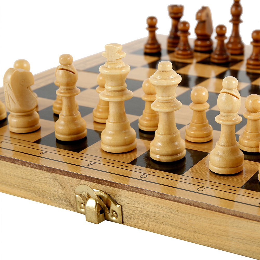 Wooden Folding Chess Set with Storage, 32 Pieces photo 6