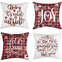 Christmas 20x20 Throw Pillow Covers, Decorative Outdoor Farmhouse Merry Christmas Xmas Lumbar Pillow Shams Cases Slipcovers Cover Set of 4 Couch Sofa