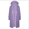 thumbnail image 7 of Smsaxvxz Women's Zip Up Hoodies Fall Fashion Solid Long Sleeve Sweatshirts Oversized Winter Cardigan Jacket Coat with Pocket Purple 2XL, 7 of 7