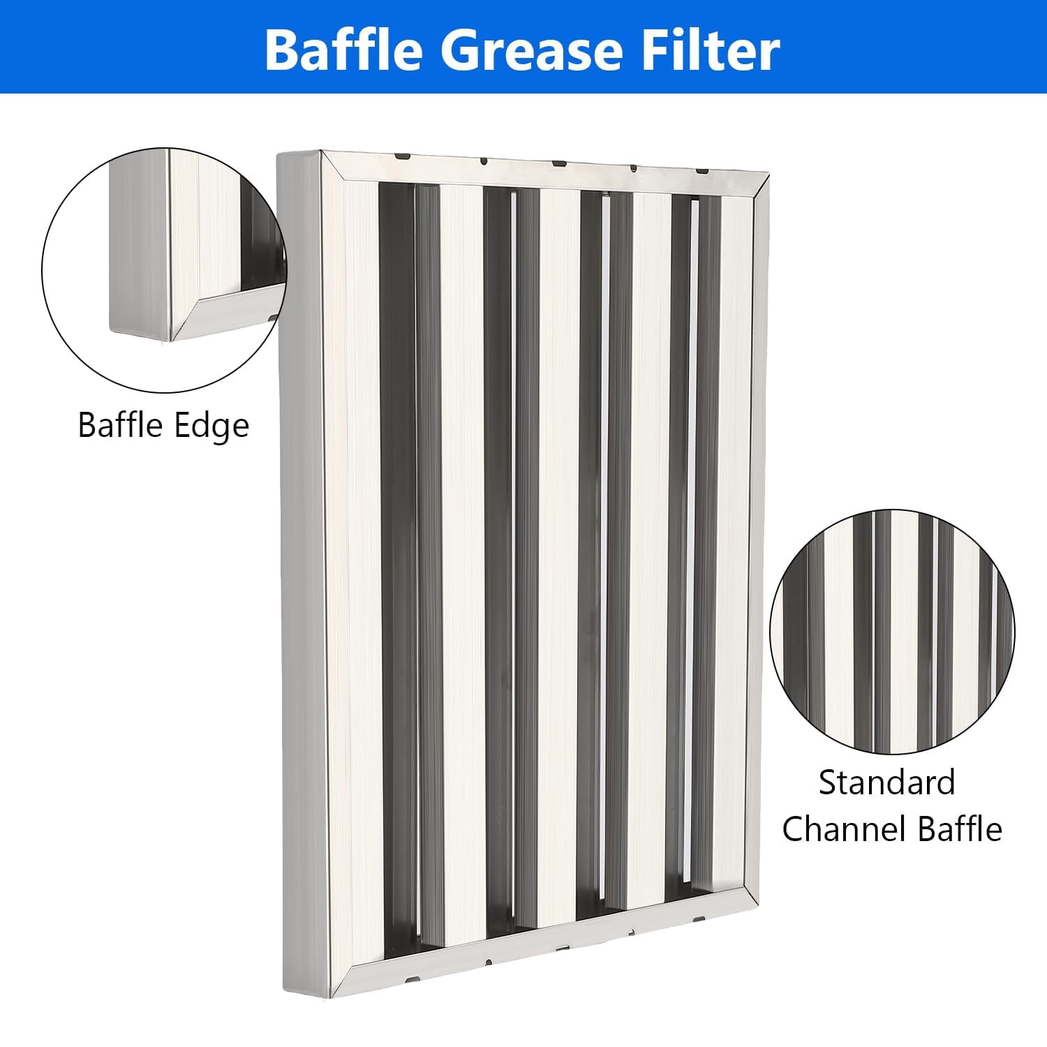 6PCS 19.5"x24.5" Commercial Kitchen Hood Filter 430 Stainless Steel Hood Filters for Restaurant Exhaust Hoods