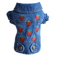 thumbnail image 2 of Walbest Dog Jean Jacket, Puppy Blue Denim Lapel Vest Coat Costume, Girl Boy Dog T-Shirt Strawberry Print Clothes, Cool and Funny Apparel Outfits, Dog Outfits for Small Medium Dogs Cats, 2 of 7