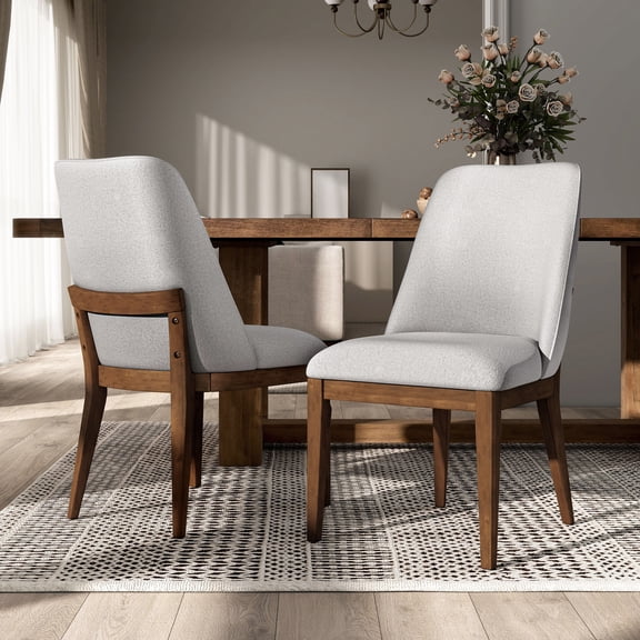 Furniture of America Dami Transitional Upholstered Dining Chairs, White (Set of 2)