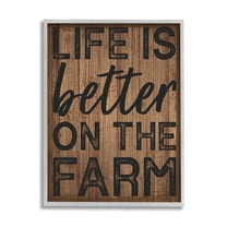 Life Better On Farm Rustic Sign Inspirational Graphic Art Gray Framed Art Print Wall Art