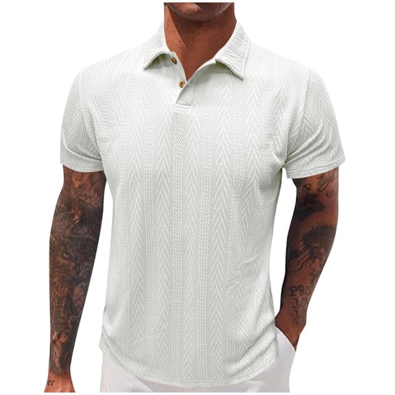 Zysthvn Shirts for Men Exercise Polo Summer Golf Casual Mens T Shirts Solid Short Sleeve Turn Down Collar Shirts