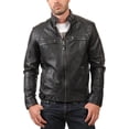 thumbnail image 2 of Men's Genuine Lambskin Leather Jacket Biker Soft Stylish Black Motorcycle Jacket A954, 2 of 4