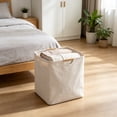 thumbnail image 6 of Dvumao 15.8x12x12 in Collapsible Linen Laundry Hamper, Waterproof Clothes Basket with Wooden Handles, Large Capacity Organizer, 6 of 6