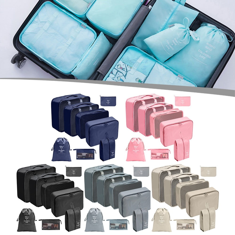 AFQH 8Pcs Travel Organizer Set: Packing Cubes for Efficient Travel! Shoe Tidy Pouch