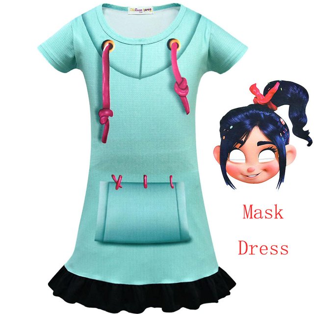 Vanellope Von Schweetz Costume Cosplay Ralph Breaks The Internet Halloween Anniversaire Robe Pantalon+masque