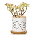 thumbnail image 1 of Plant Pot Cylindrical Flowerpot 7.5x7.6cm Geometric Pattern Simple Black White Nordic Style Home Decor Ceramic Vase, 1 of 3