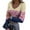 Hot Pink, variant on Women's Winter Slim-Fit Base Layer T-Shirt Fashionable Retro Floral Print V-Neck Pullover Long-Sleeved Top for Everyday Fashion and Comfort,Blue,M
